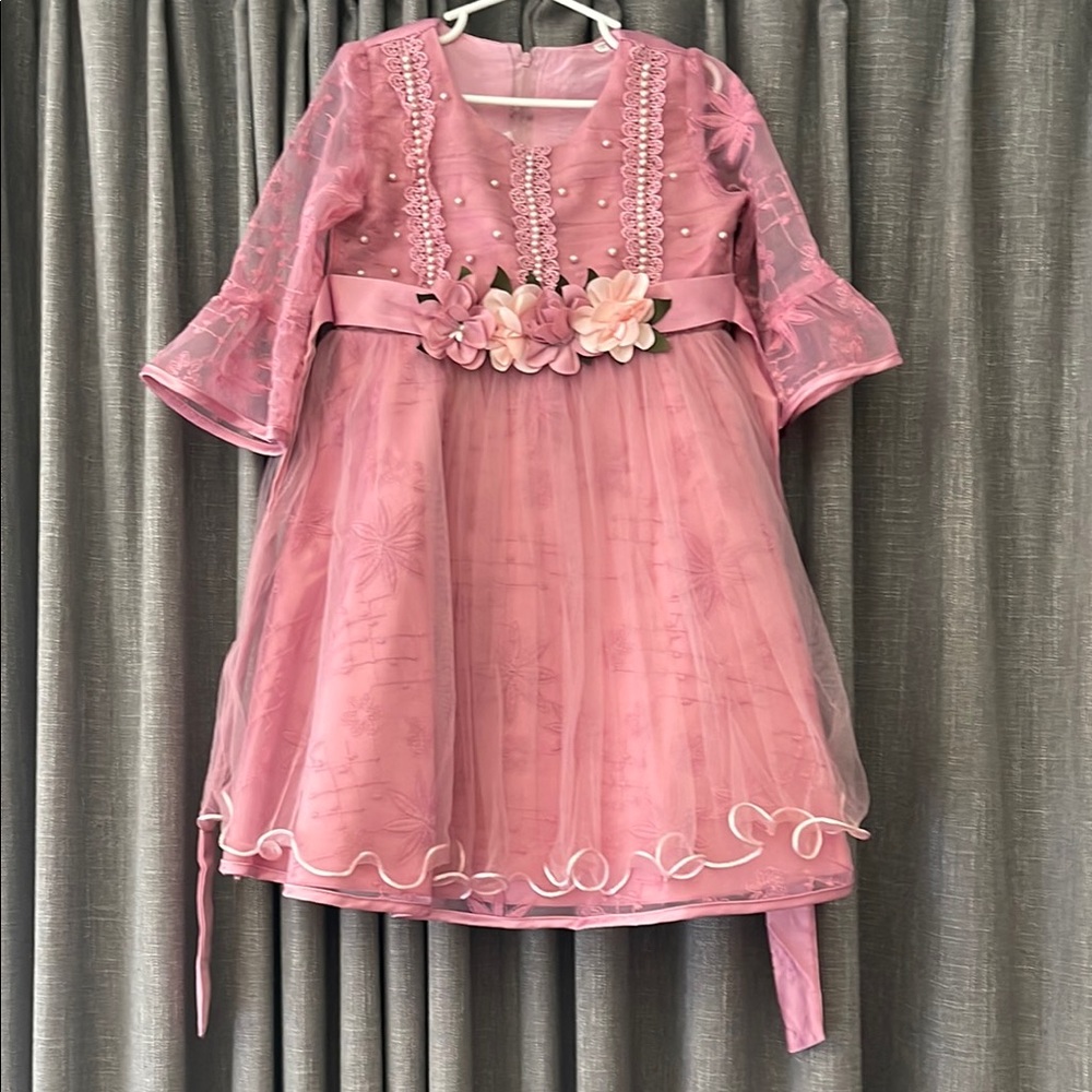 Pink Floral Embellished Dress